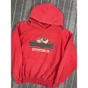 Wind River Sweater Mens Medium Red Vintage 90s Spell Out Hoodie Texture